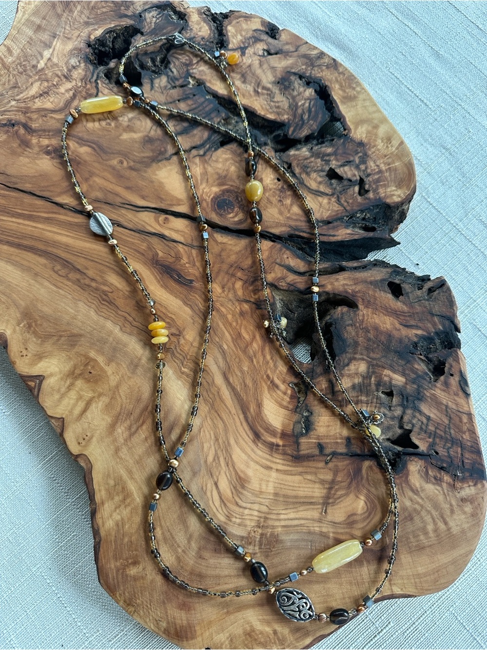 Silpada Yellow and Silver Multi-Bead Long Necklace